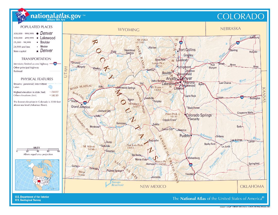 Large detailed map of Colorado state