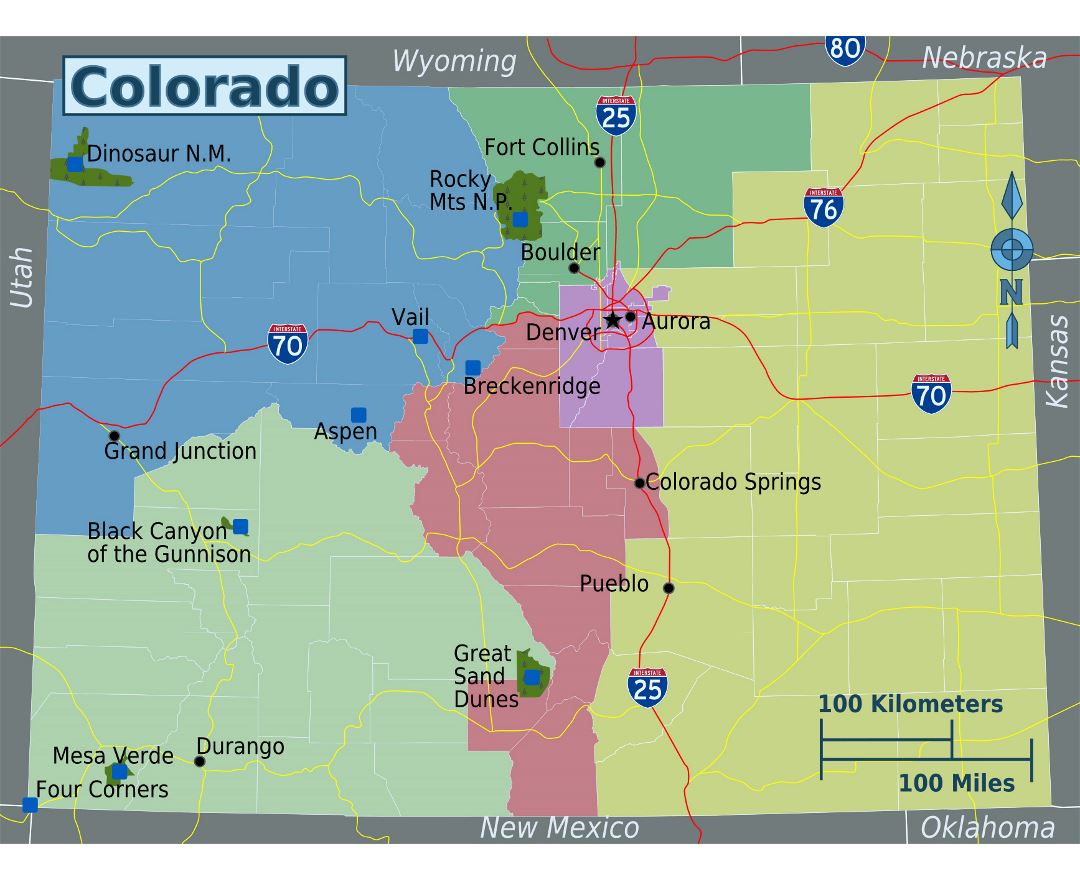 large regions map of colorado state preview