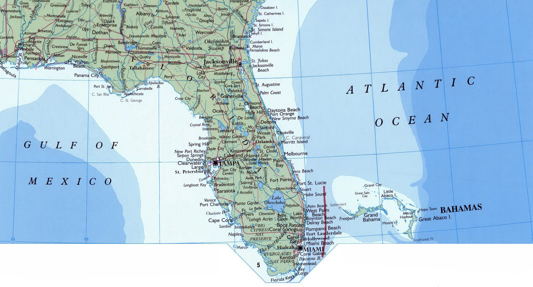 Large Map Of Florida State With Roads Highways And Cities Florida