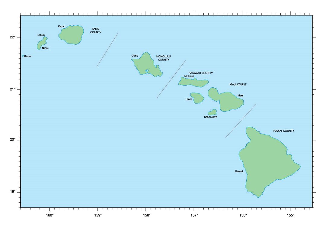 Map of Hawaii islands