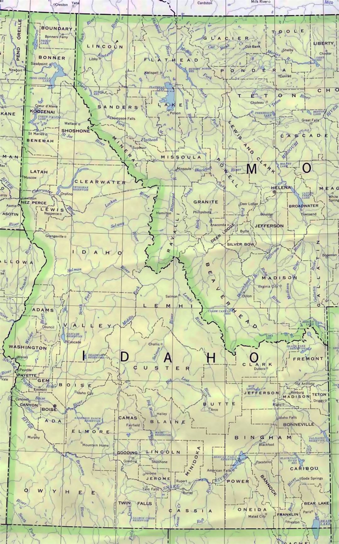 Administrative map of Idaho state