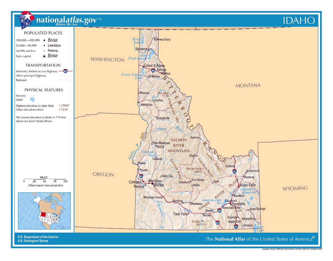 Large detailed map of Idaho state