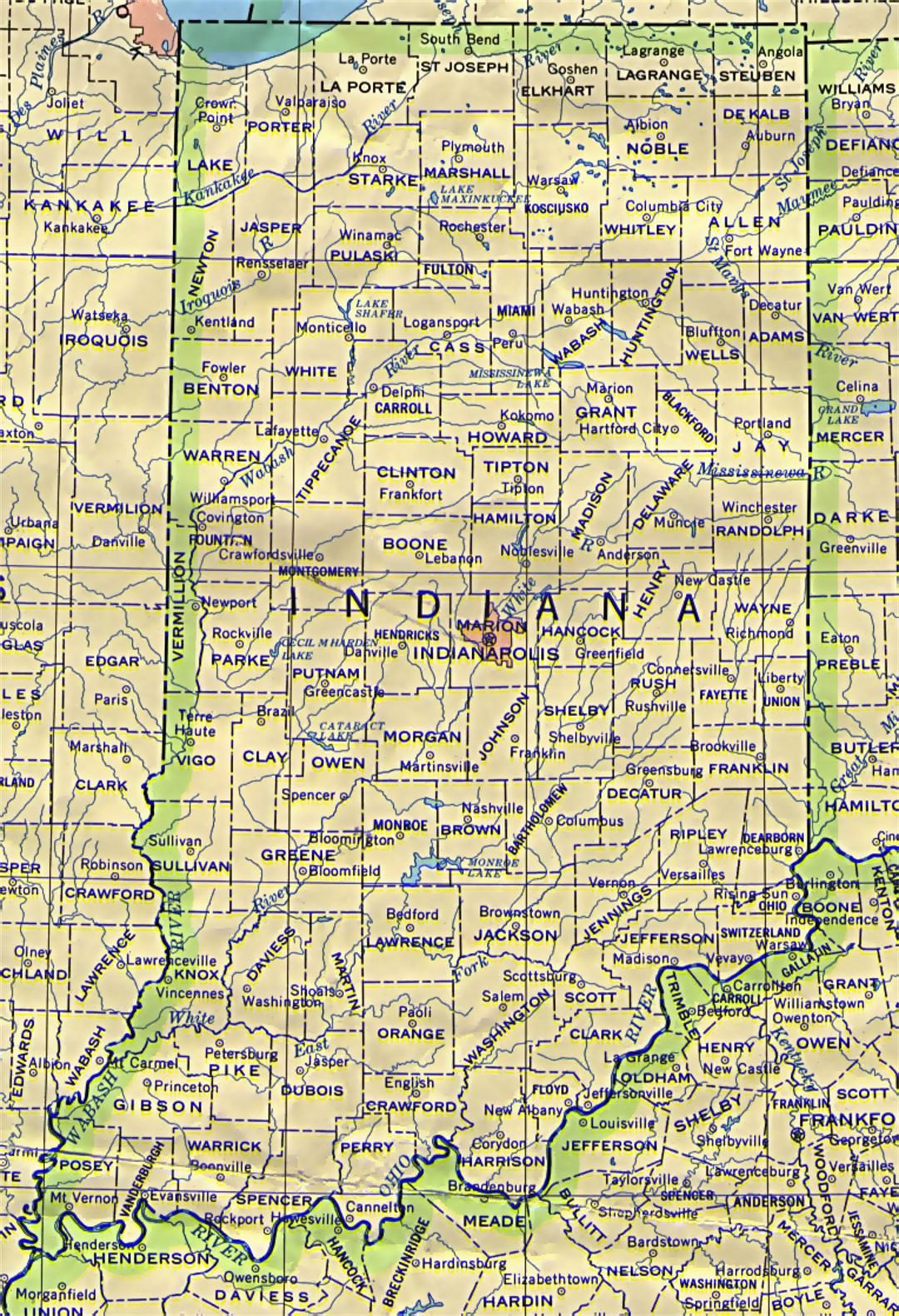 Administrative map of Indiana state