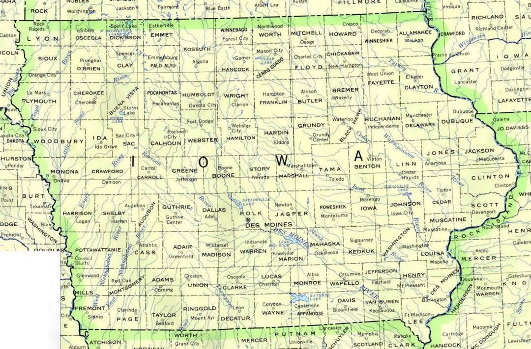 Administrative map of Iowa state