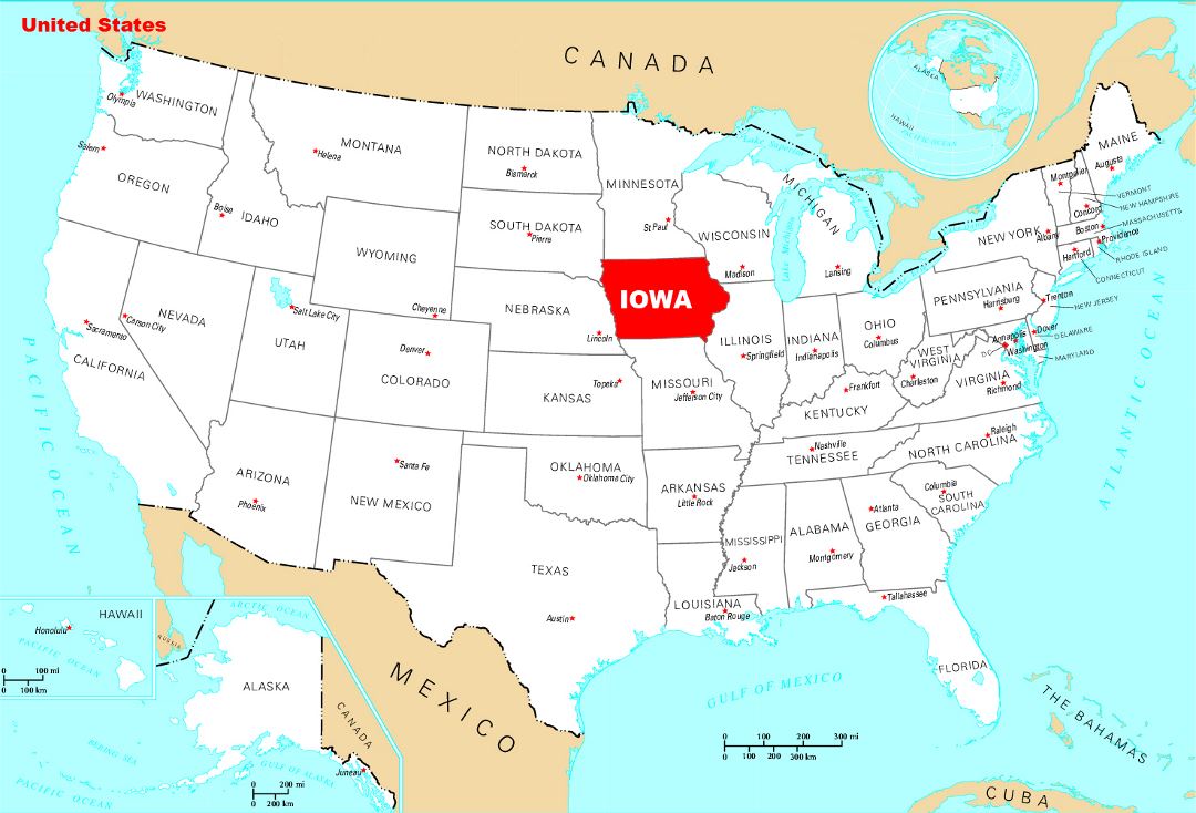Large location map of Iowa state