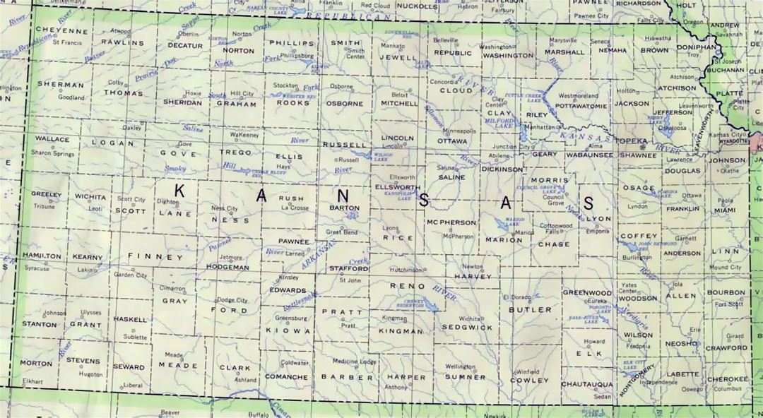 Administrative map of Kansas state