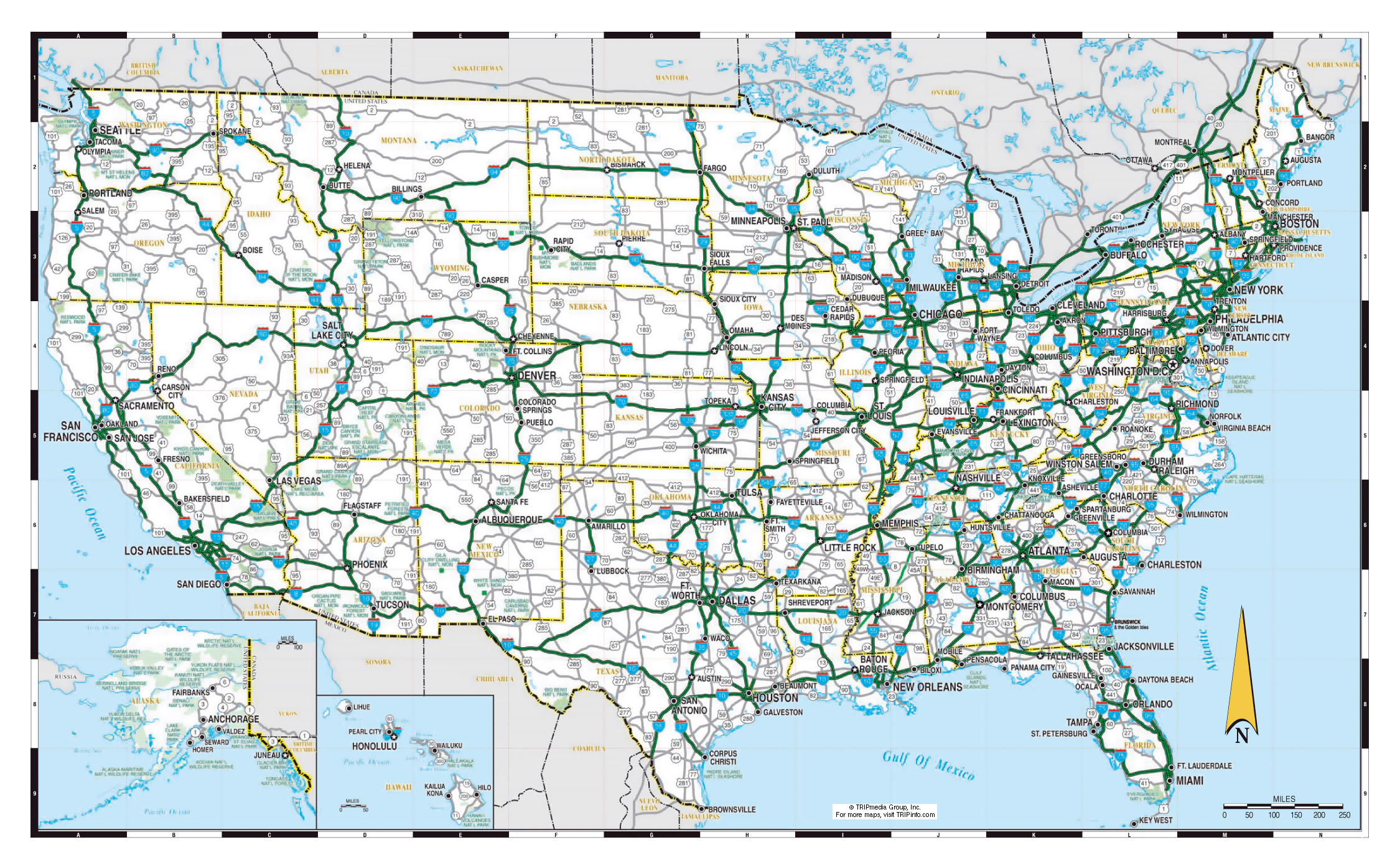 Us Map With Cities Interstates