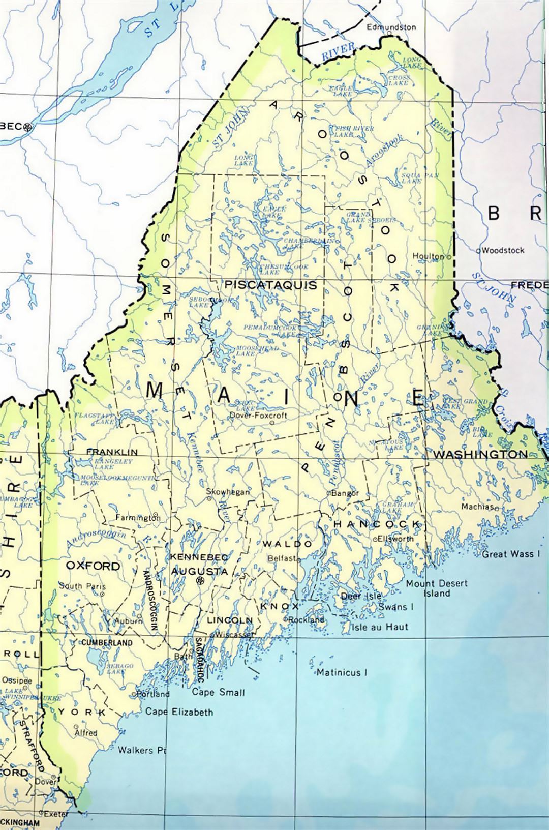 Administrative map of Maine state