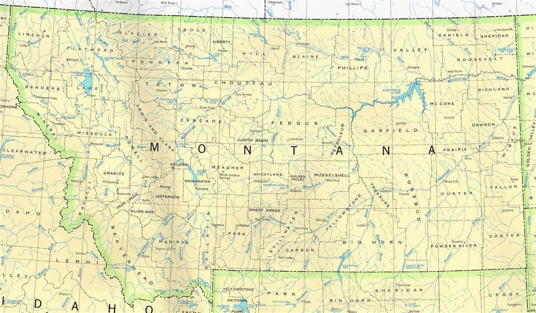 Administrative map of Montana state