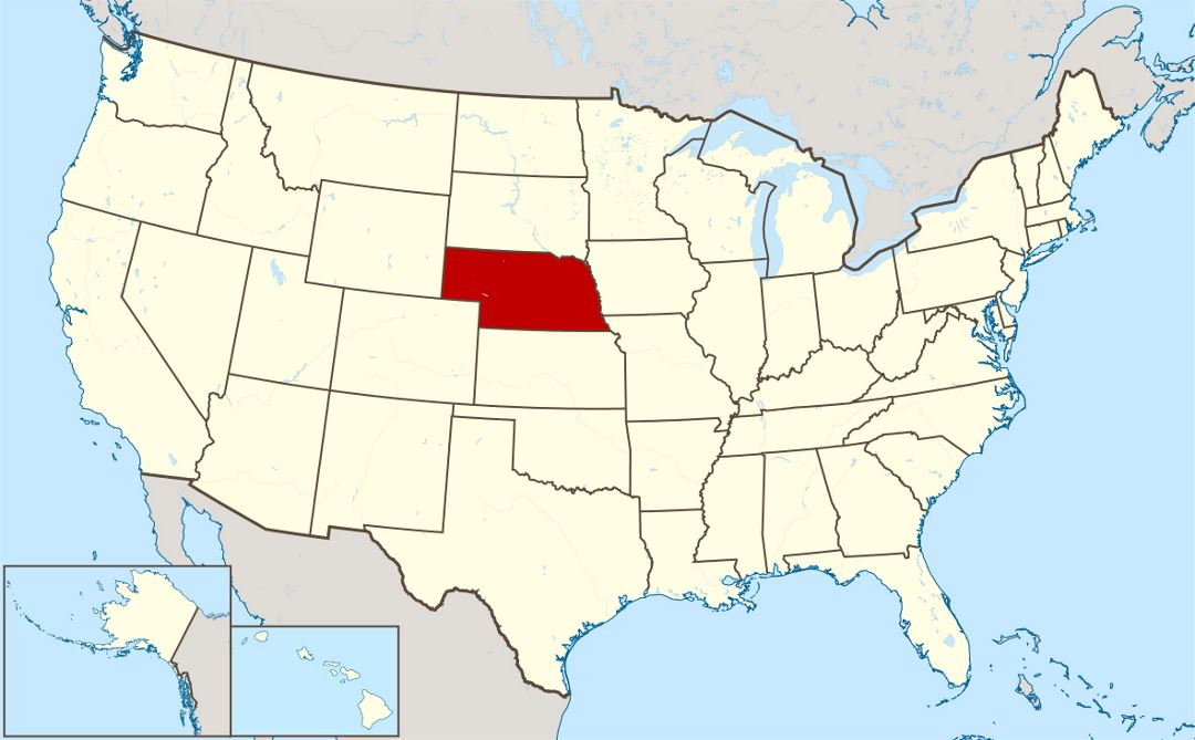 Large location map of Nebraska state