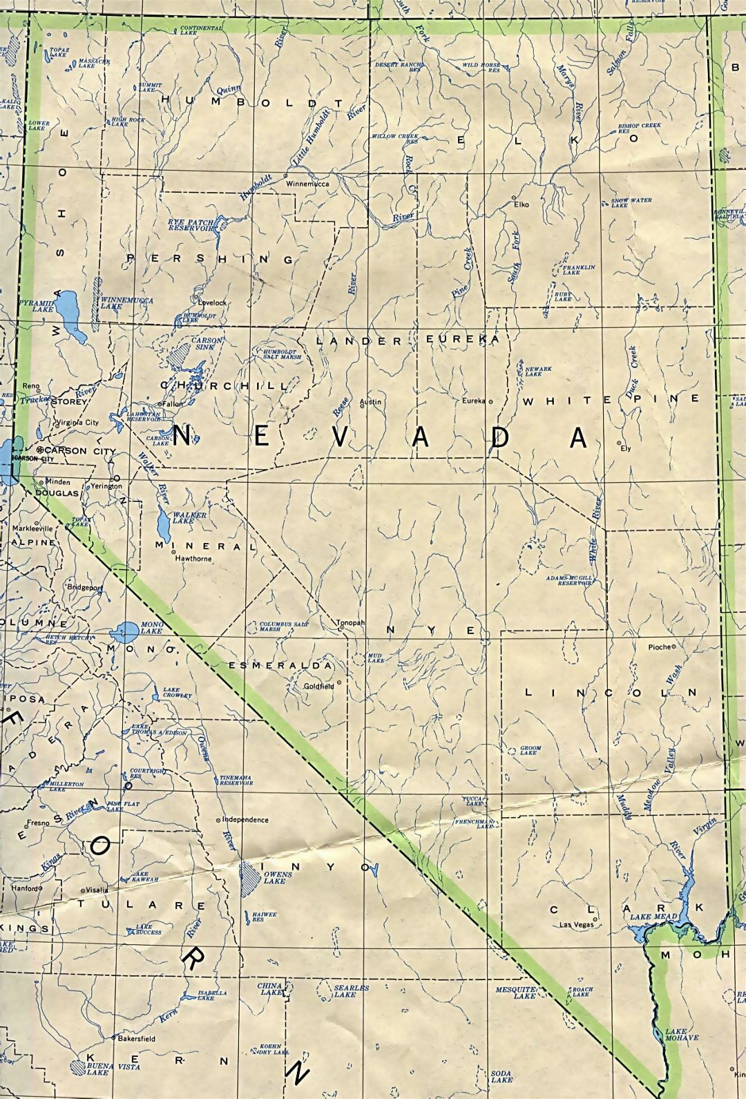 Administrative map of Nevada state