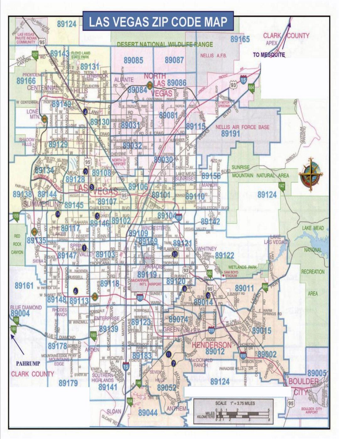 Detailed Las Vegas zip code map