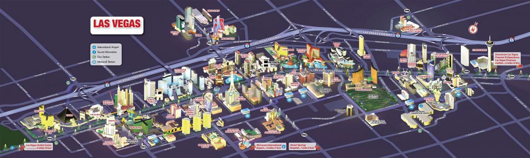 Large detailed Las Vegas city tourist map