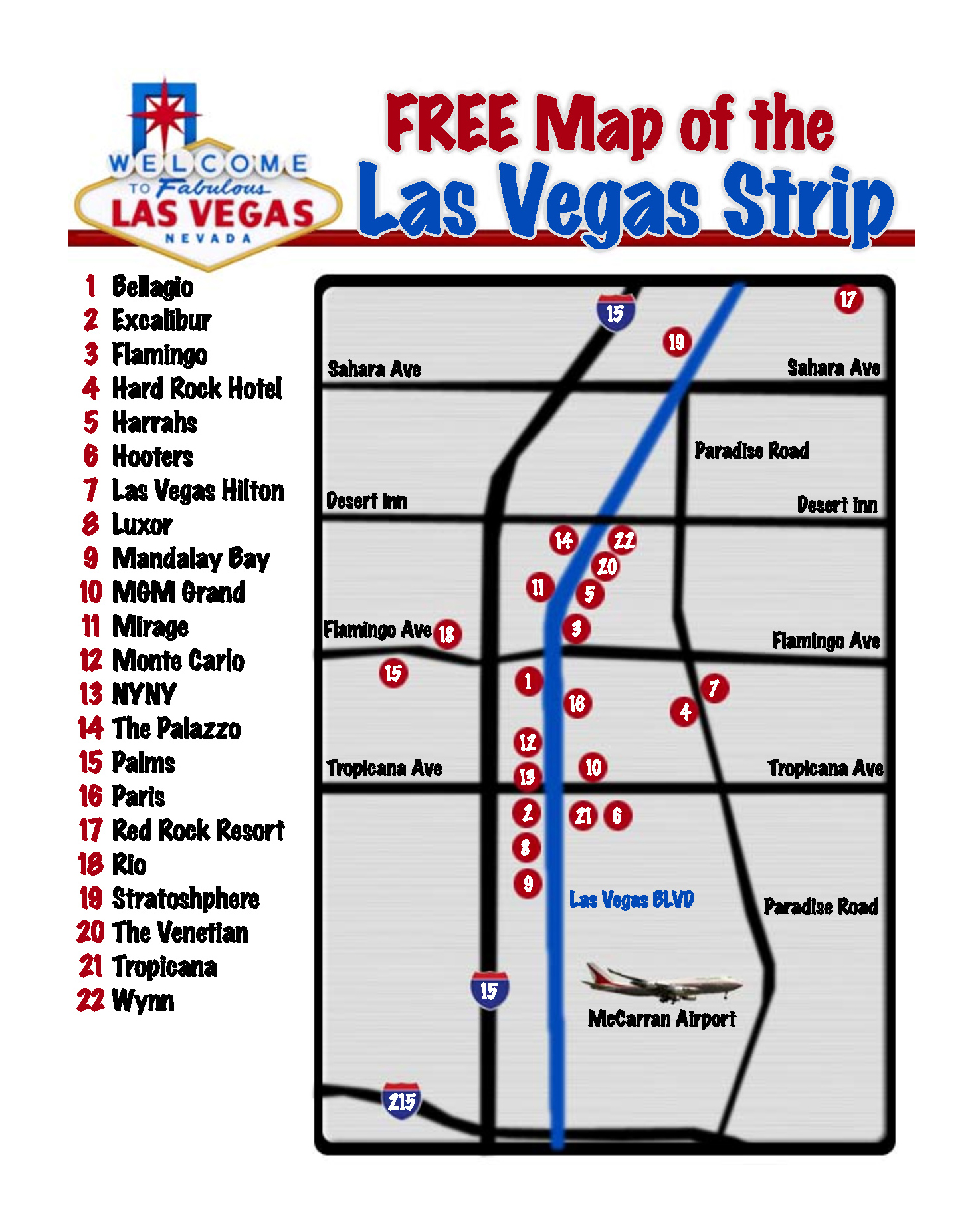 Large map of the Las Vegas strip | Las Vegas | Nevada state | USA | Maps of the USA | Maps ...