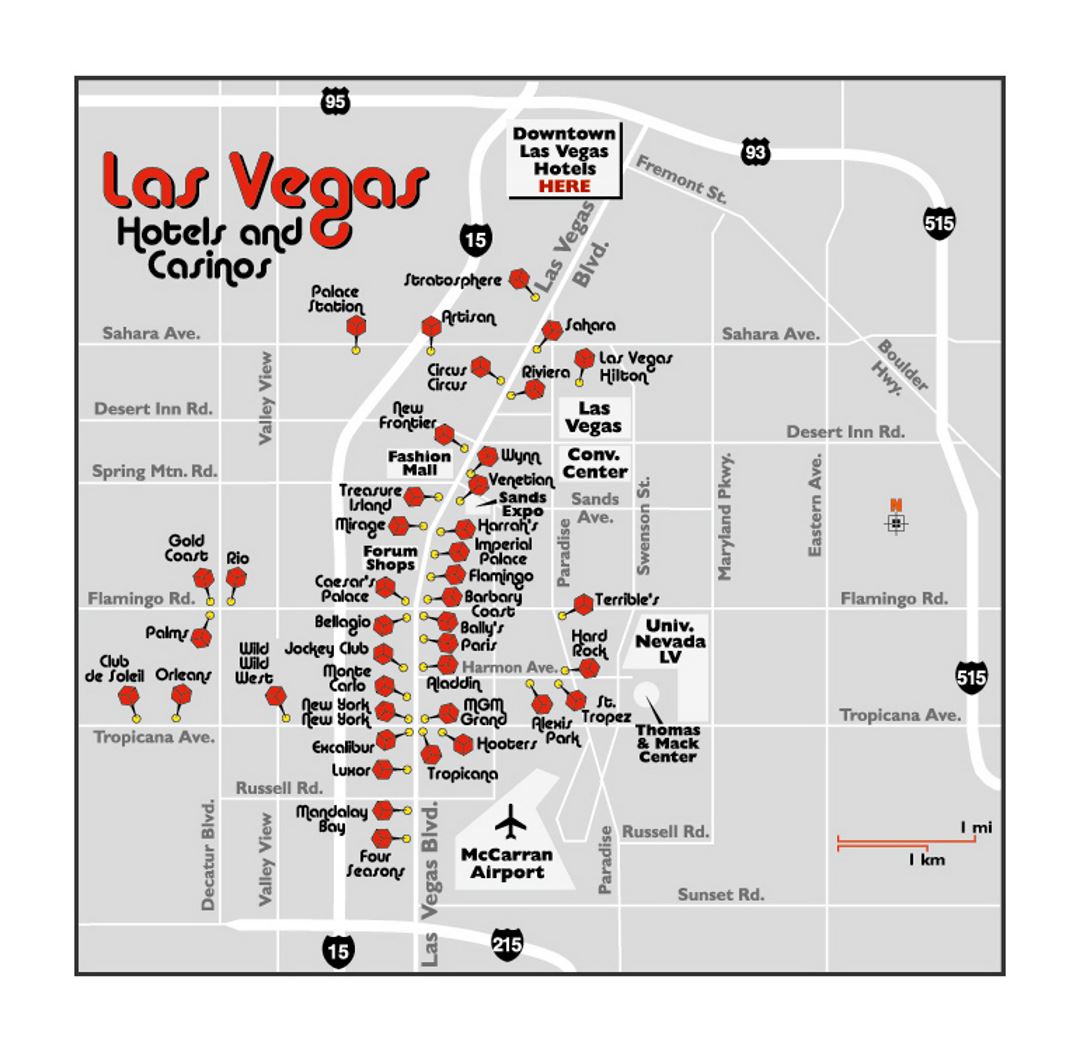 Map of Las Vegas hotels and casinos