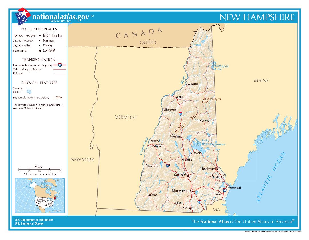 Large detailed map of New Hampshire state