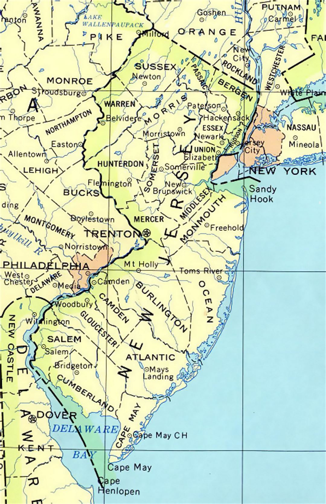 Administrative map of New Jersey state