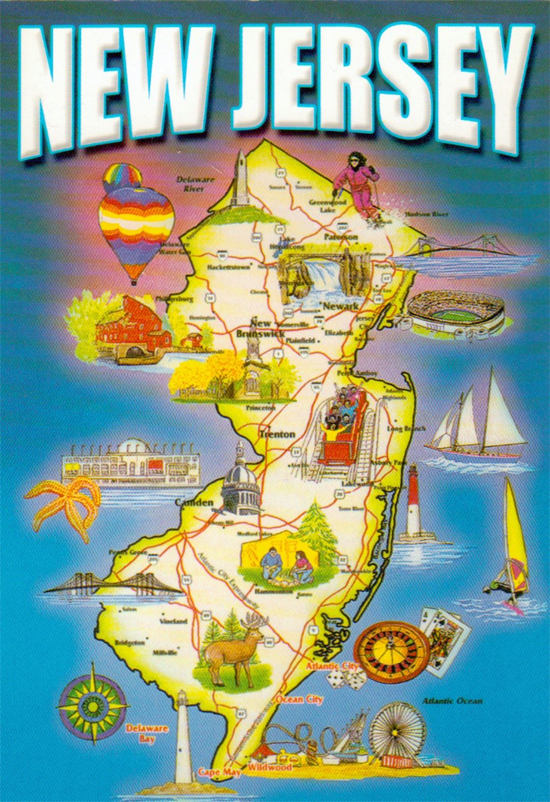 Detailed tourist map of New Jersey state