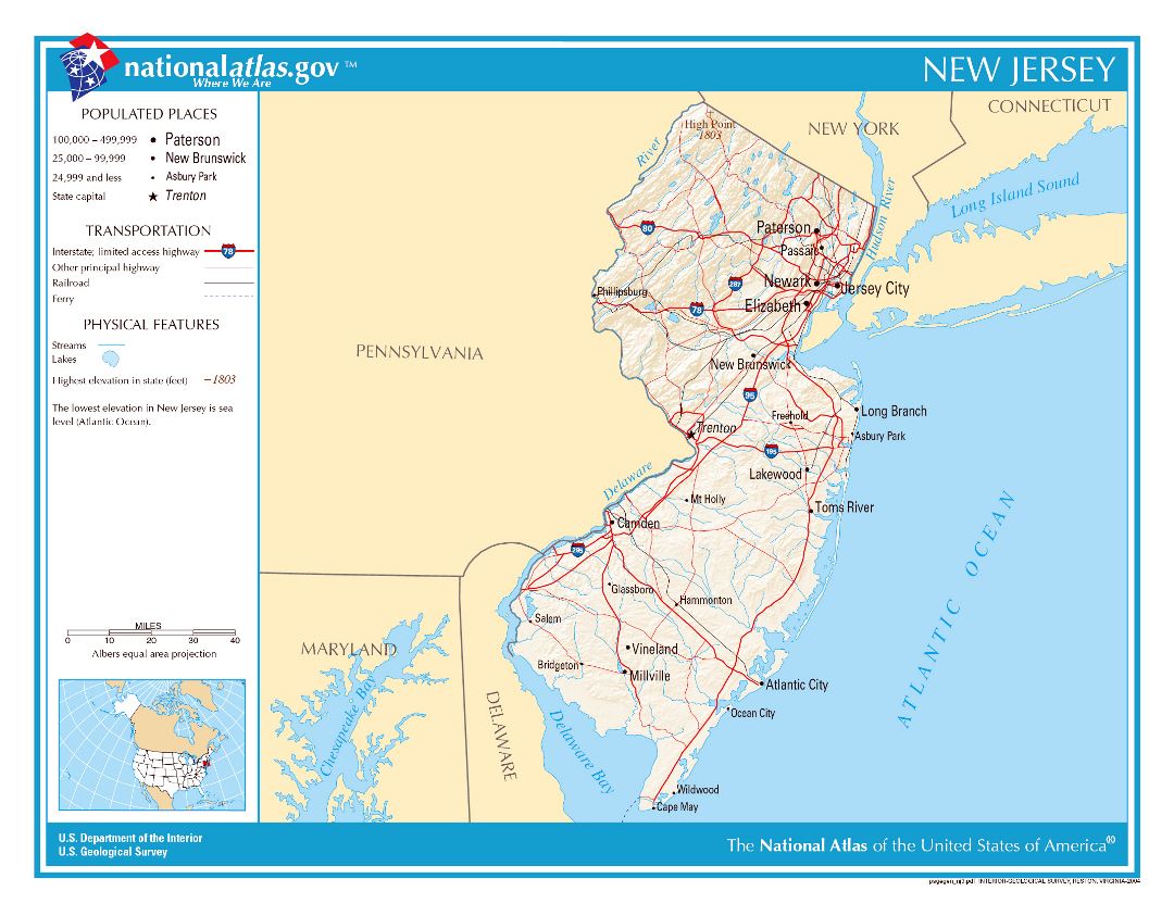 Large detailed map of New Jersey state