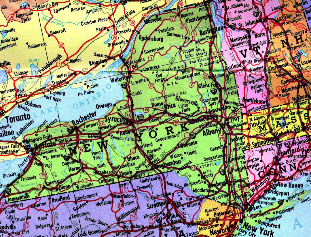 Highways map of New York state