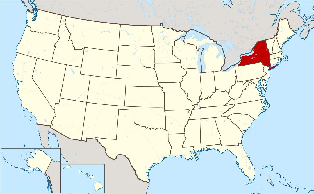 Large location map of New York state