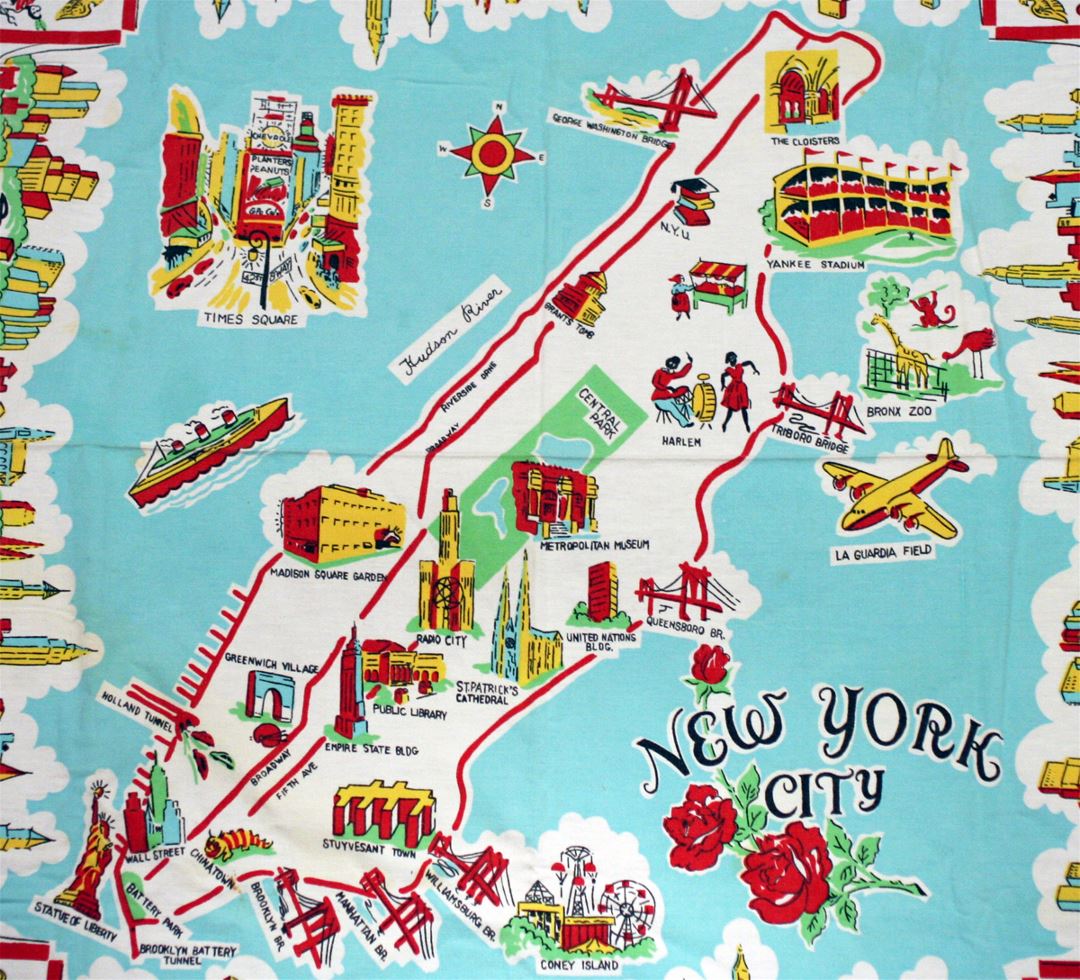 Detailed illustrated tourist map of New York city