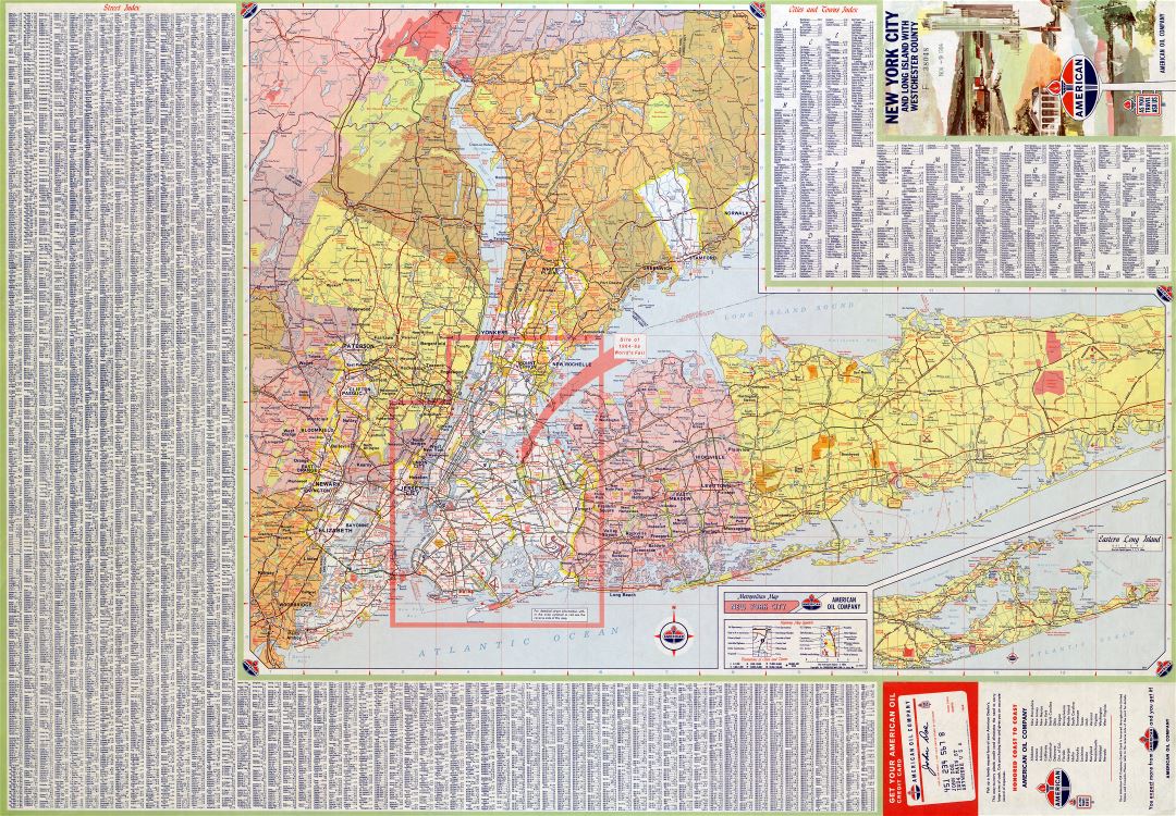 Large detailed roads and highways map of New York city (USA) and surrounding area
