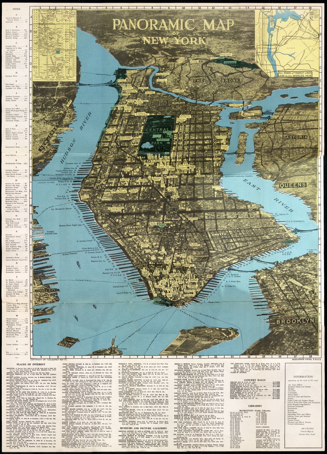 Large scale panoramic map of New York (NYC)