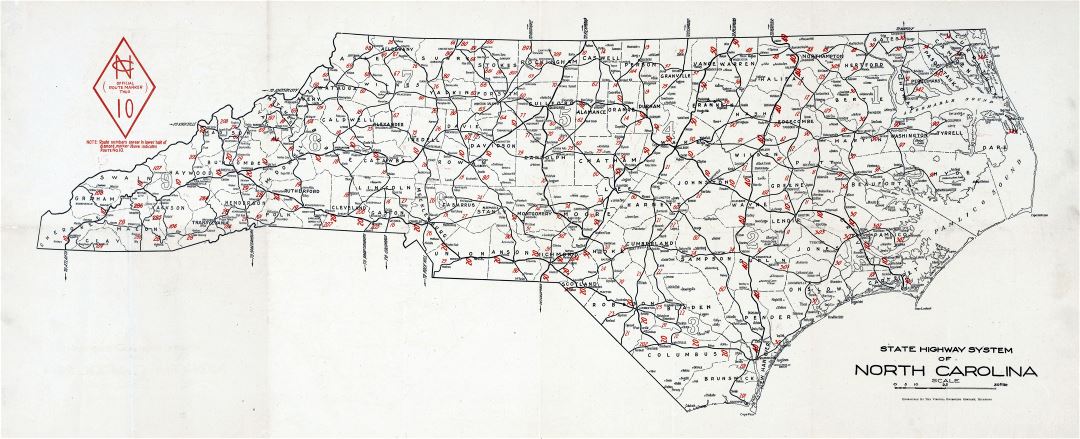 Large detailed old highways system map of North Carolina state - 1922