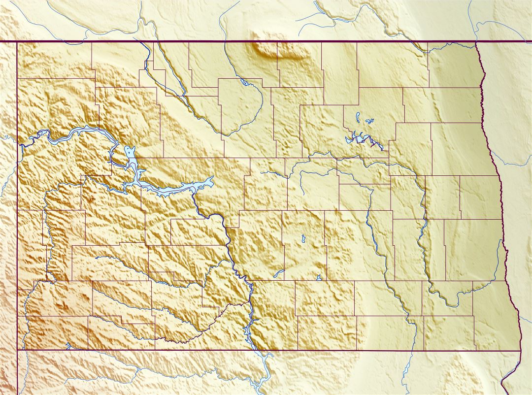 Large relief map of North Dakota state