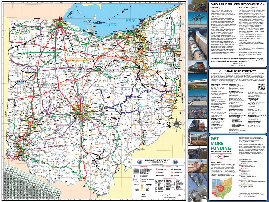 Large detailed Ohio state rail transportation map