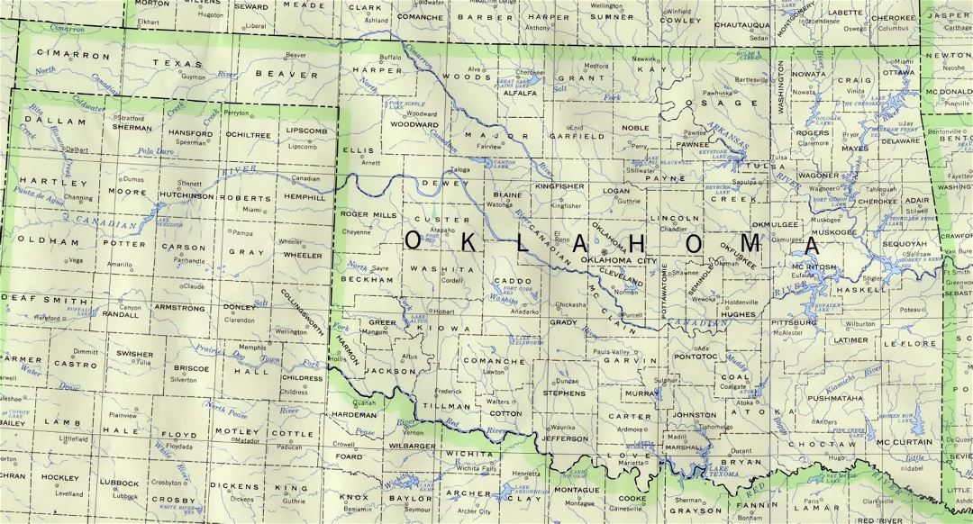 Administrative map of Oklahoma state