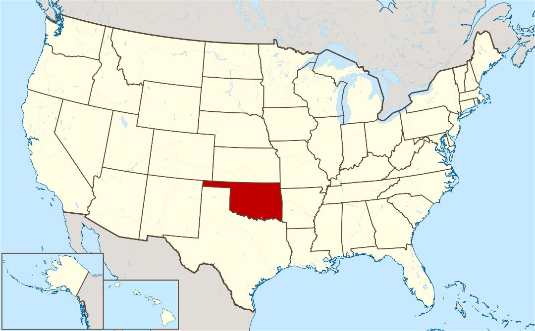 Large location map of Oklahoma state