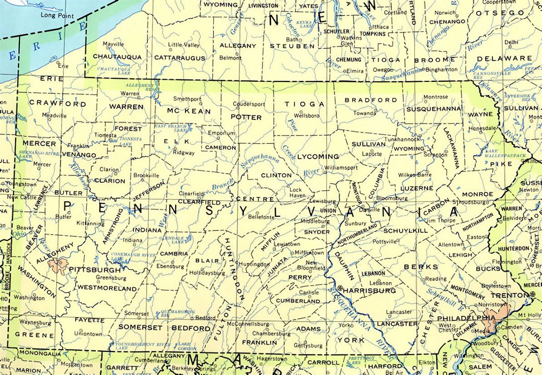 Administrative map of Pennsylvania state