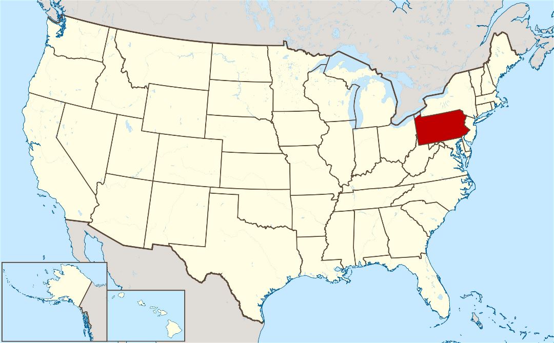 Large location map of Pennsylvania state