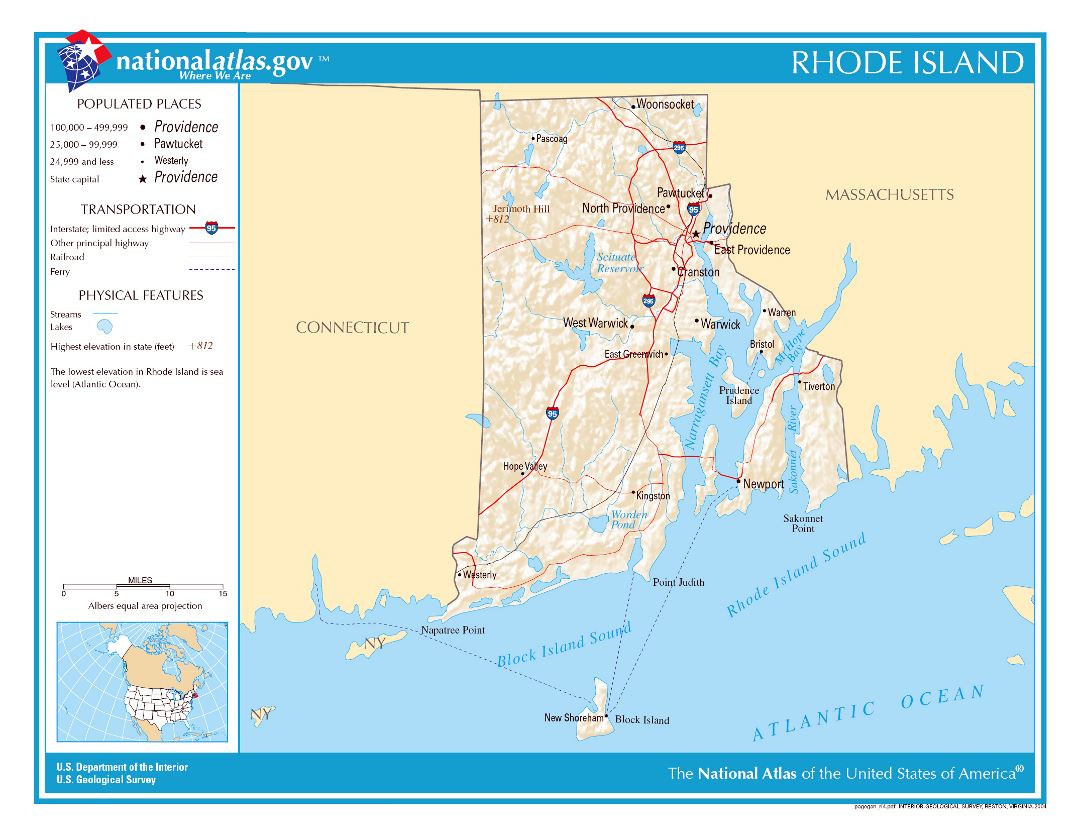 Large detailed map of Rhode Island state