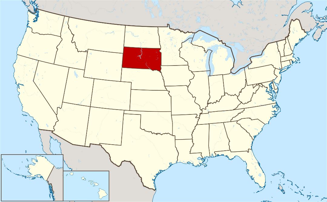 Large location map of South Dakota state