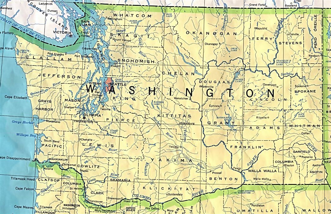 Administrative map of Washington state