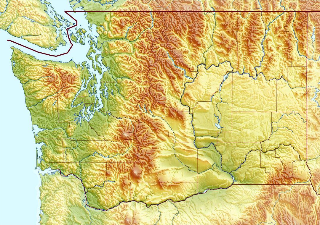 Large relief map of Washington state