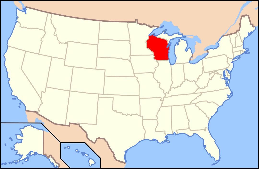Large location map of Wisconsin state
