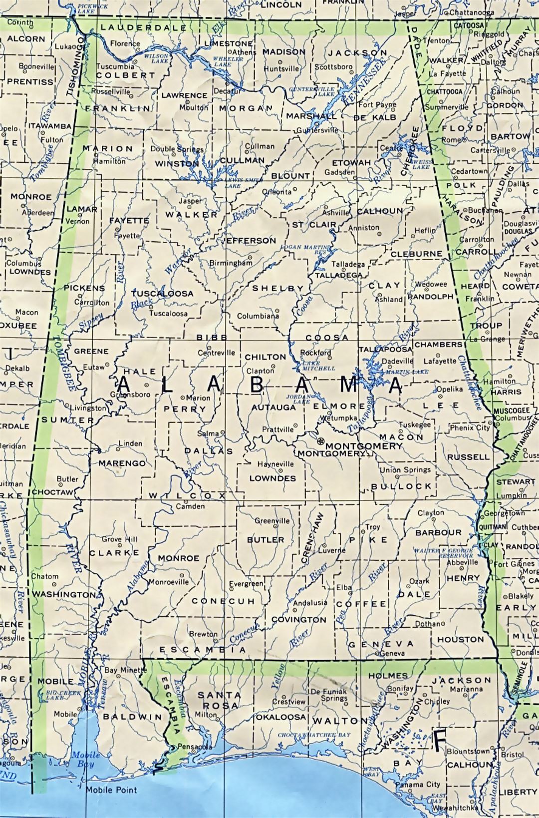 Administrative map of Alabama