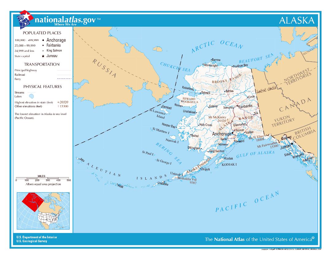 Large detailed map of Alaska state
