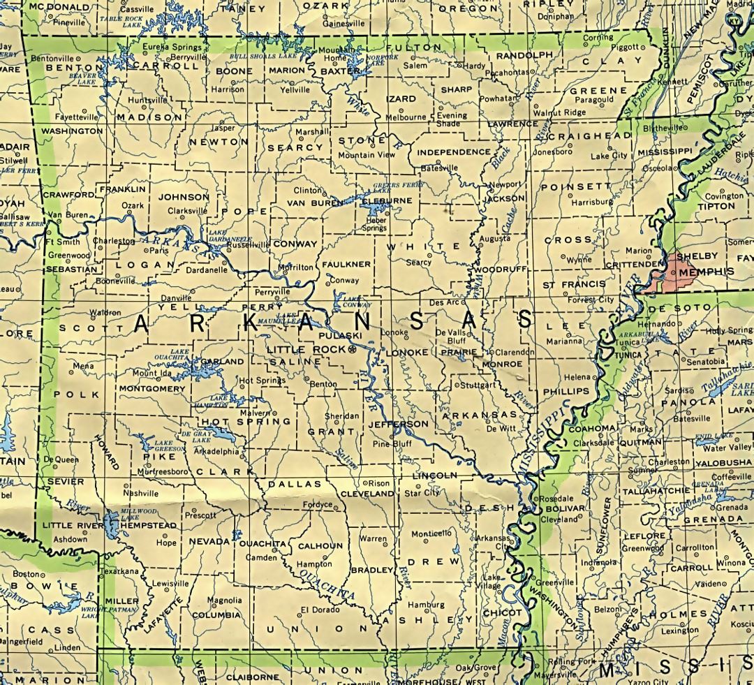 Administrative map of Arkansas state