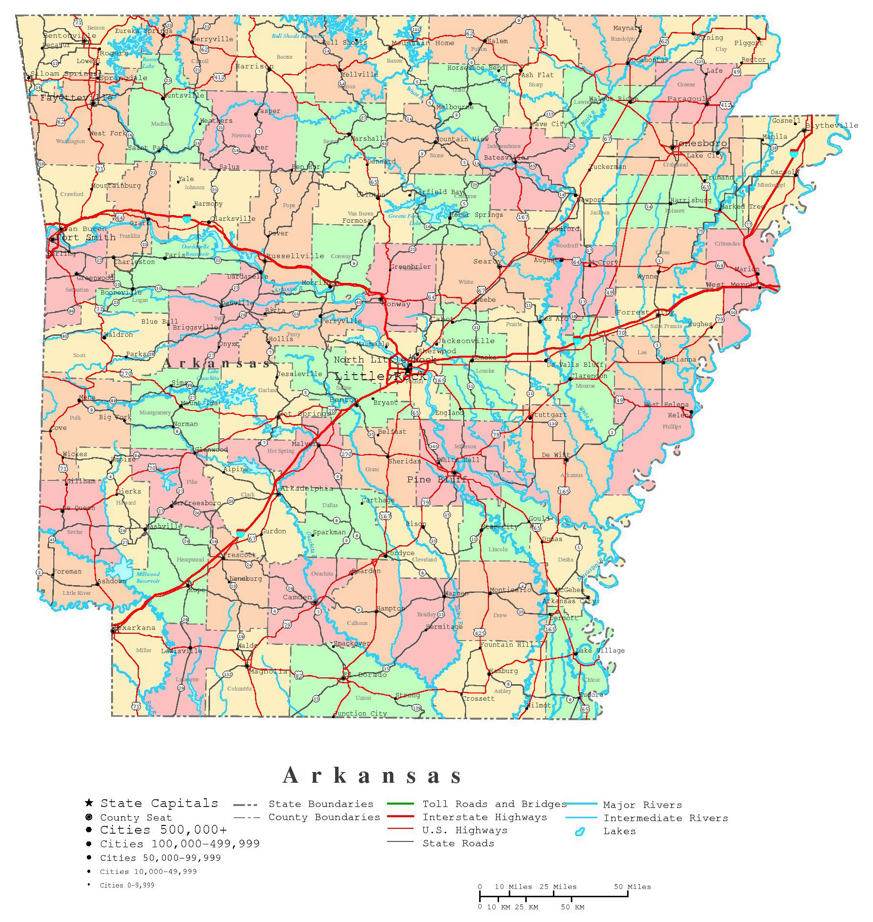 Arkansas County Map With Roads Large Detailed Administrative Map Of Arkansas State With Roads, Highways  And Cities | Arkansas State | Usa | Maps Of The Usa | Maps Collection Of  The United States Of America
