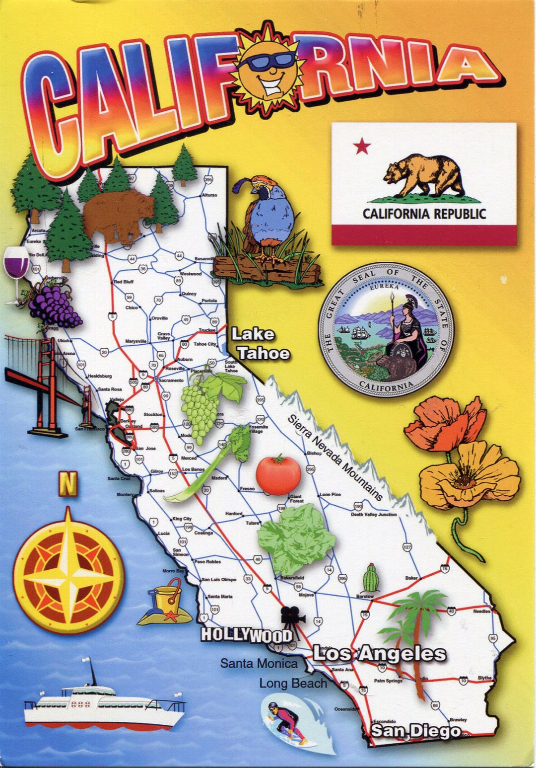 Detailed tourist map of California state