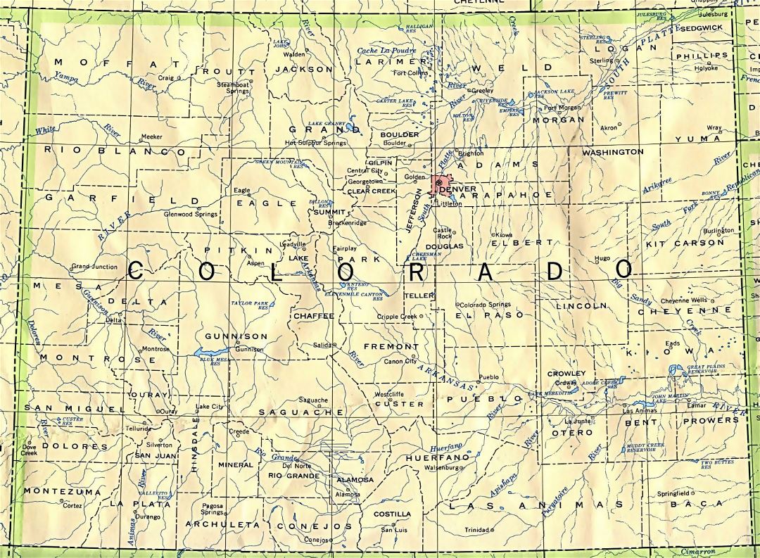 Administrative map of Colorado state