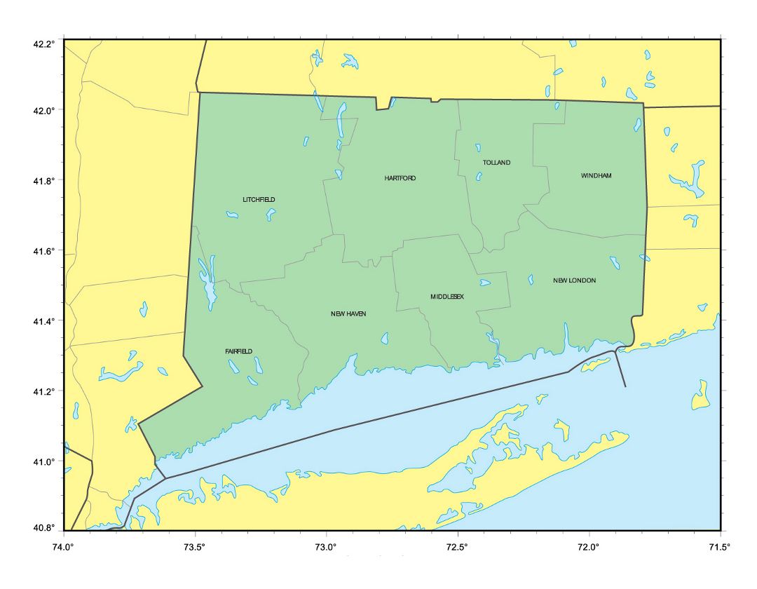 Large administrative map of Connecticut state