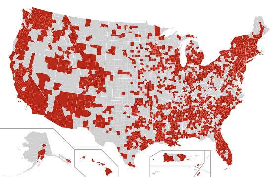 COVID-19 Outbreak Cases in the United States by counties (Confirmed) - 26.03.2020