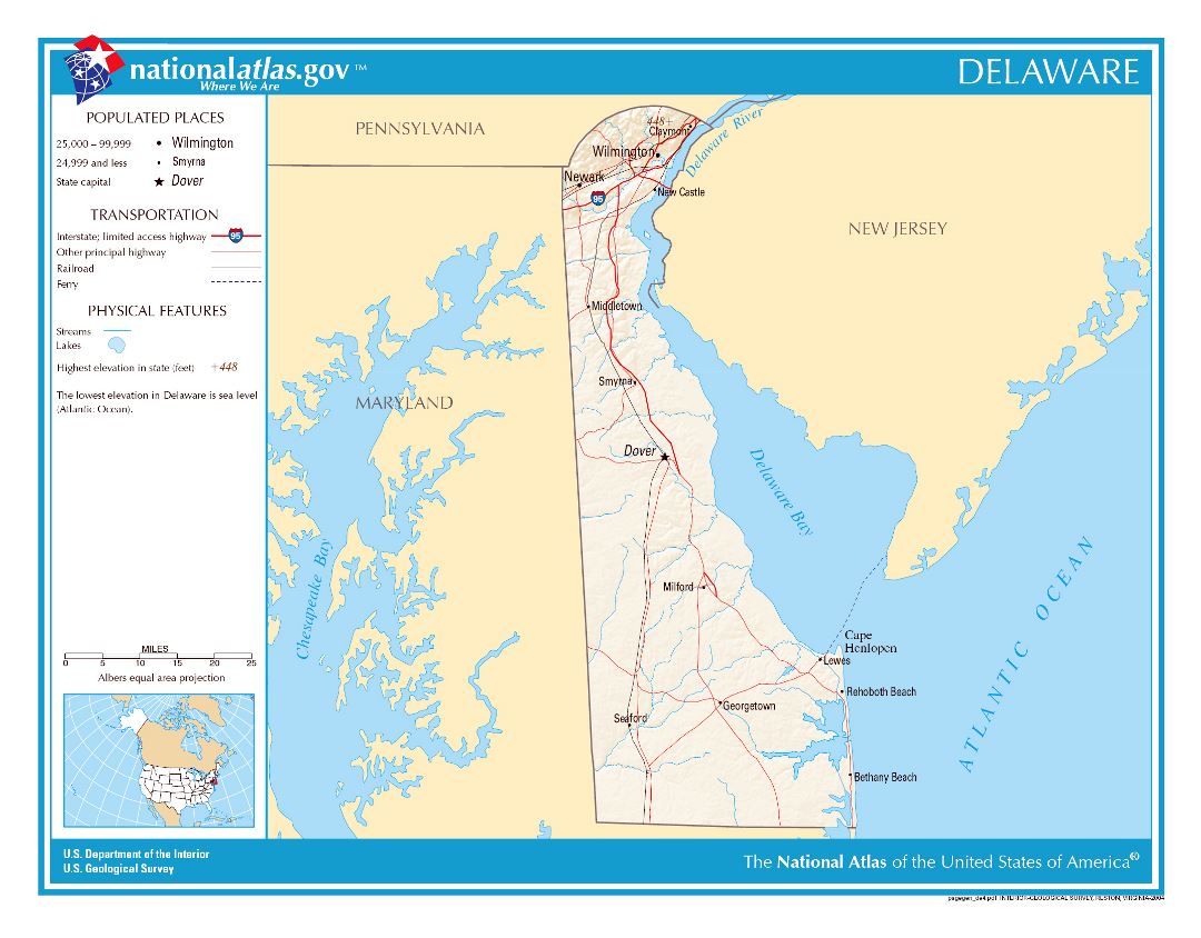 Large detailed map of Delaware state