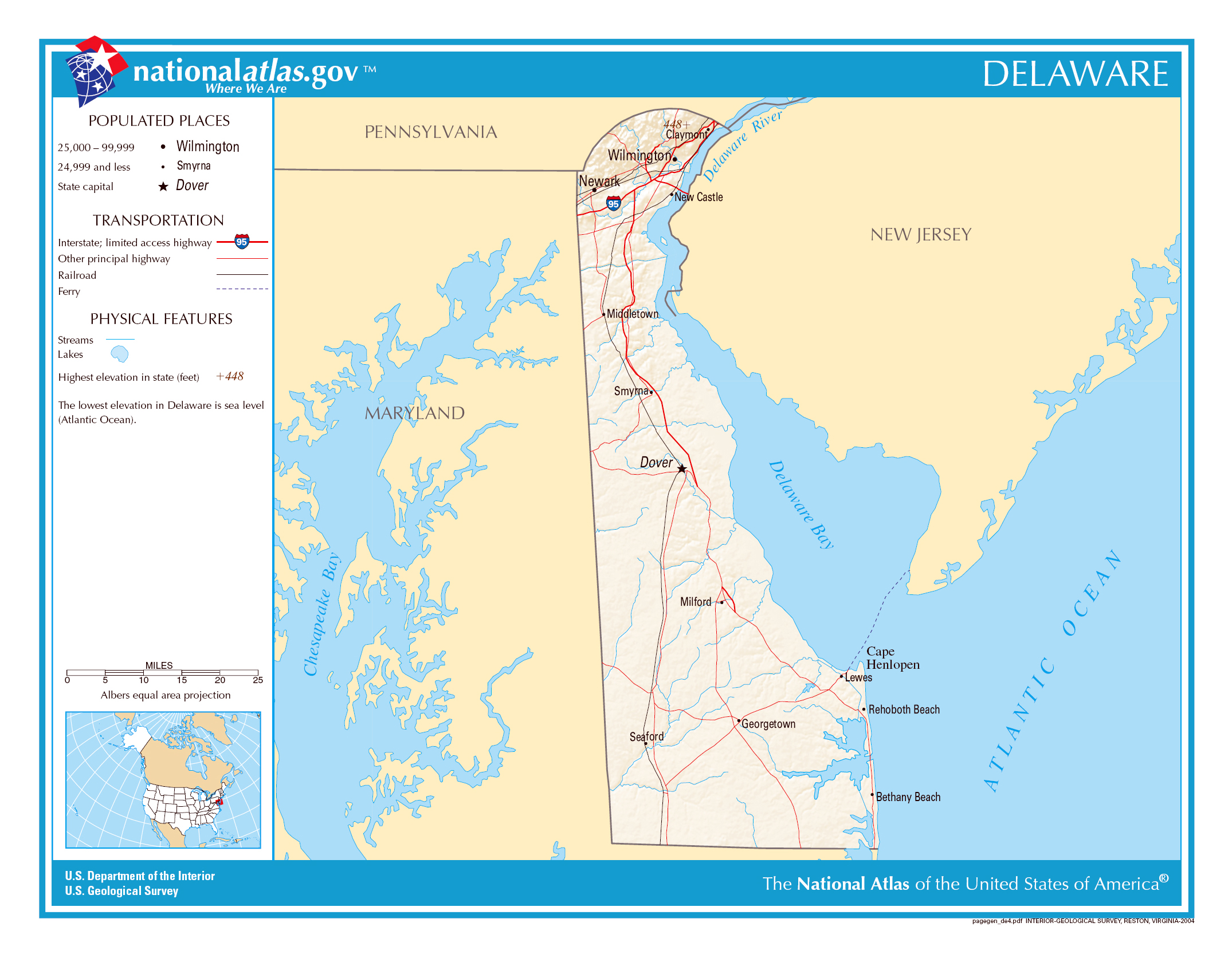 Large Detailed Map Of Delaware State Delaware State Usa Maps Of